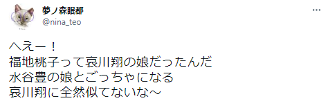 福地桃子　哀川翔　似ていない