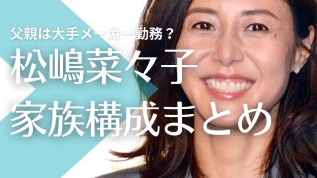 松嶋菜々子の父親は大手メーカー勤務！母親の職業は？兄の嫁はアナウンサー？